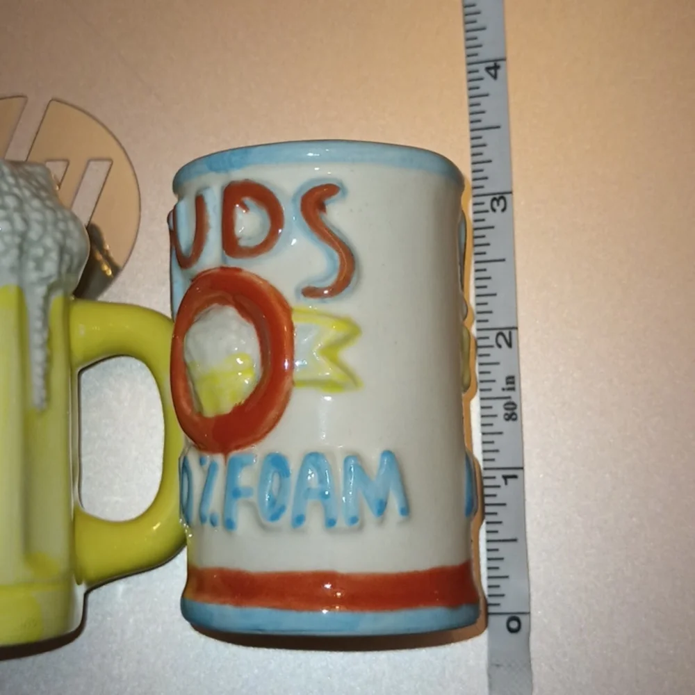 Fitz and Floyd ceramic beer can and beer mug